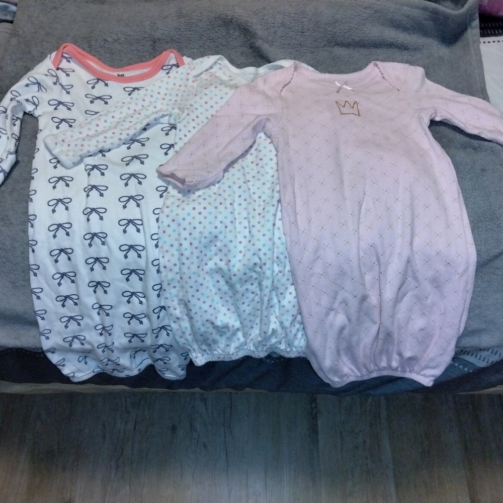 Three Baby Girl Nightgowns